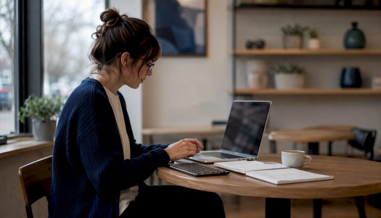 Content creator working on video tools at home desk