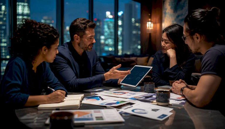 Marketing team meeting about AI tools