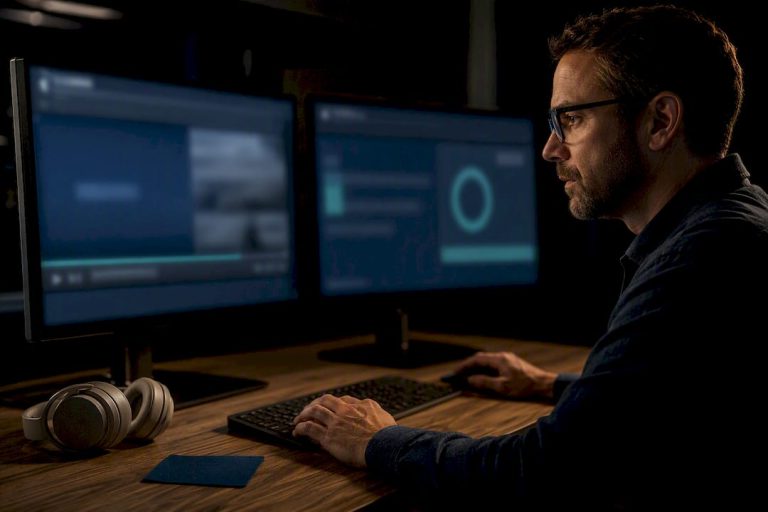 Evaluator testing AI training video workflow