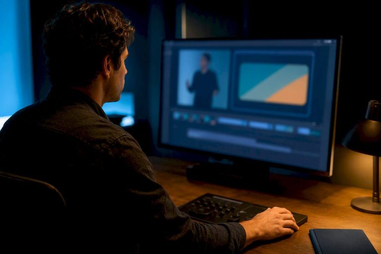 Creator reviewing an AI presentation video draft
