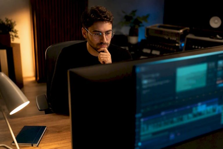 Editor reviewing an AI-generated video workflow