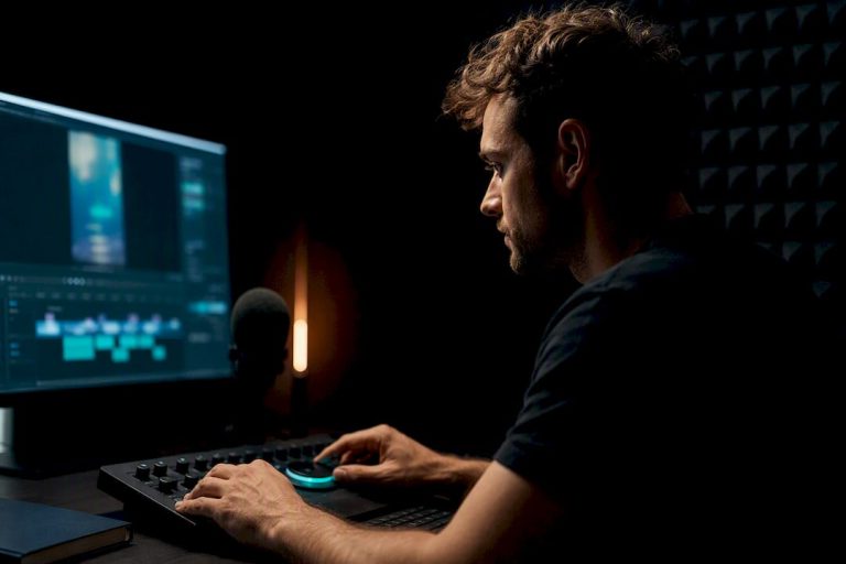 Creator assembling a faceless vertical video