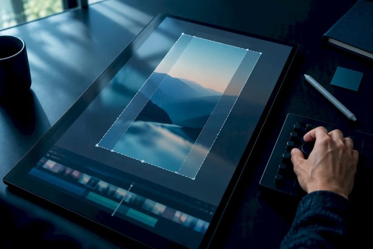 Vertical video canvas with crop guides