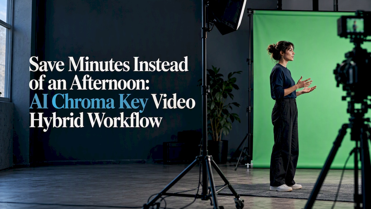 Presenter filming in front of green screen