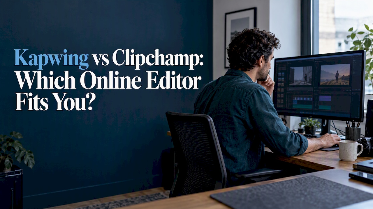 Editor comparing Kapwing and Clipchamp sessions