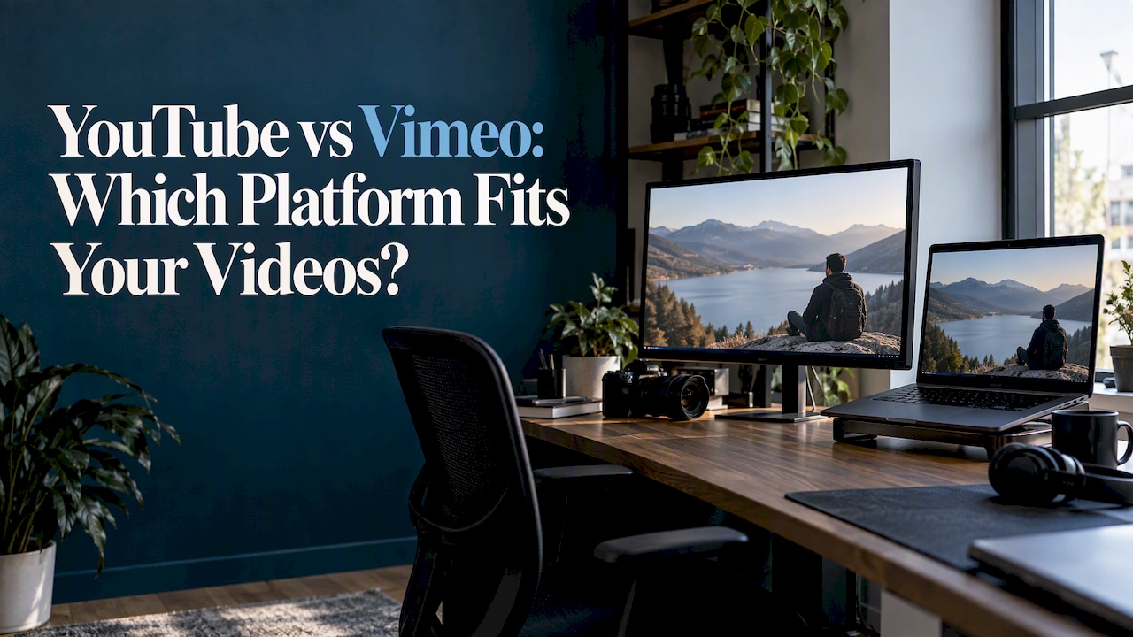 Two displays show the same video clip
